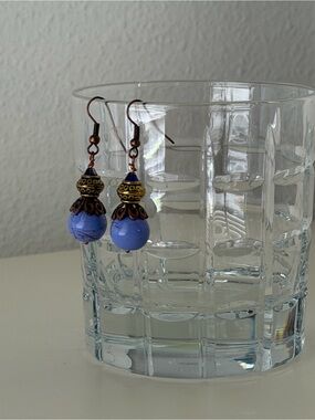 Lavender Drop Earrings with Antique Brass Accents.